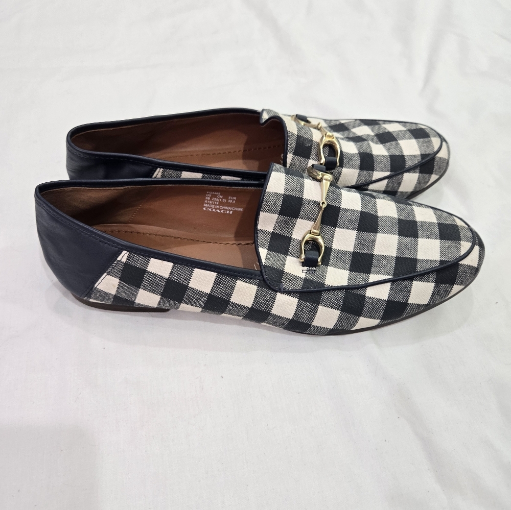 Coach Haley Gingham Loafers navy size 9B - Picture 2 of 10